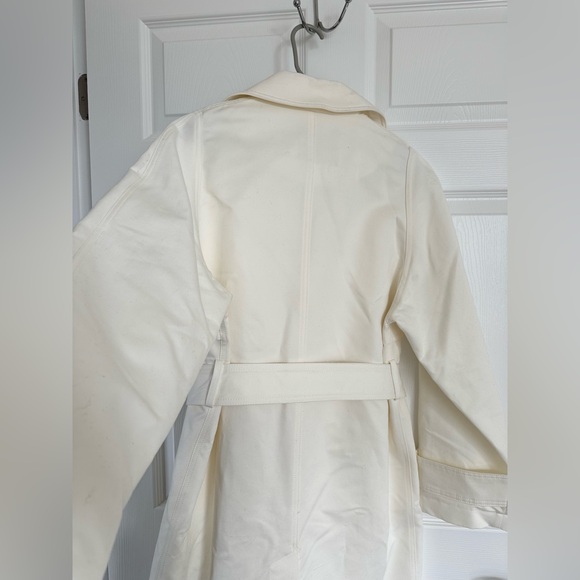 Massimo Dutti trench coat duster casual classic cream off-white with belt - Picture 6 of 12